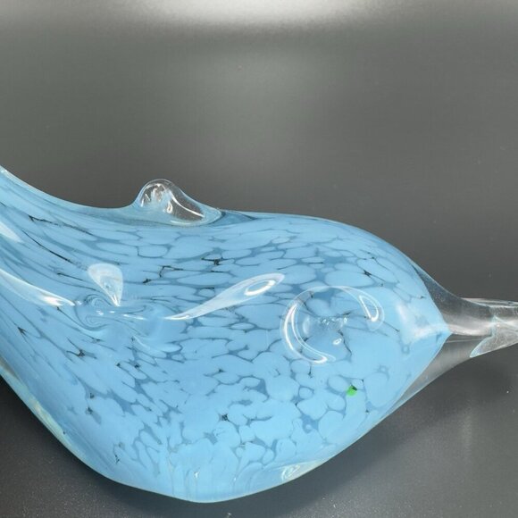 Venetian Art Glass Dolphin Fish Figurine Paperweight Blue Clear Edges Italian - Picture 6 of 12